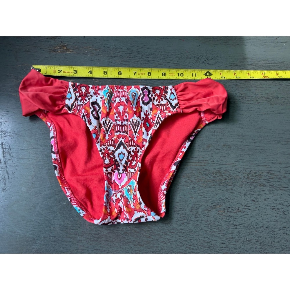 Profile Blush Red Ikat Geometric Ruched Bikini Bottom XS Z505-331P